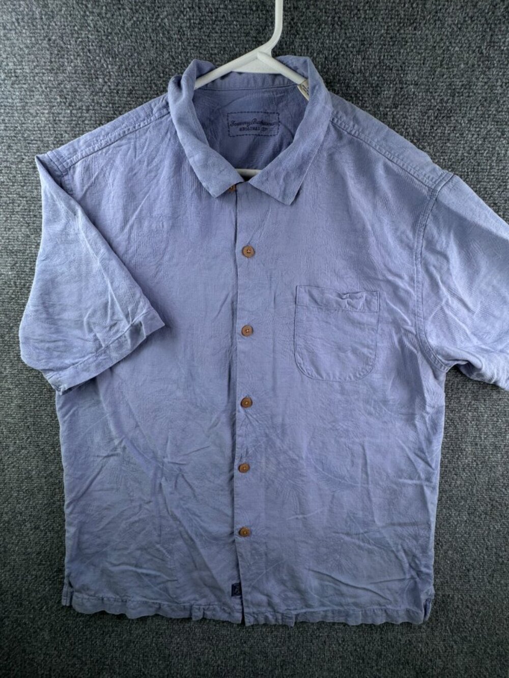 Tommy Bahama Men Silk Button Up Shirt Short Sleeve Hawaiian Purple Large Floral